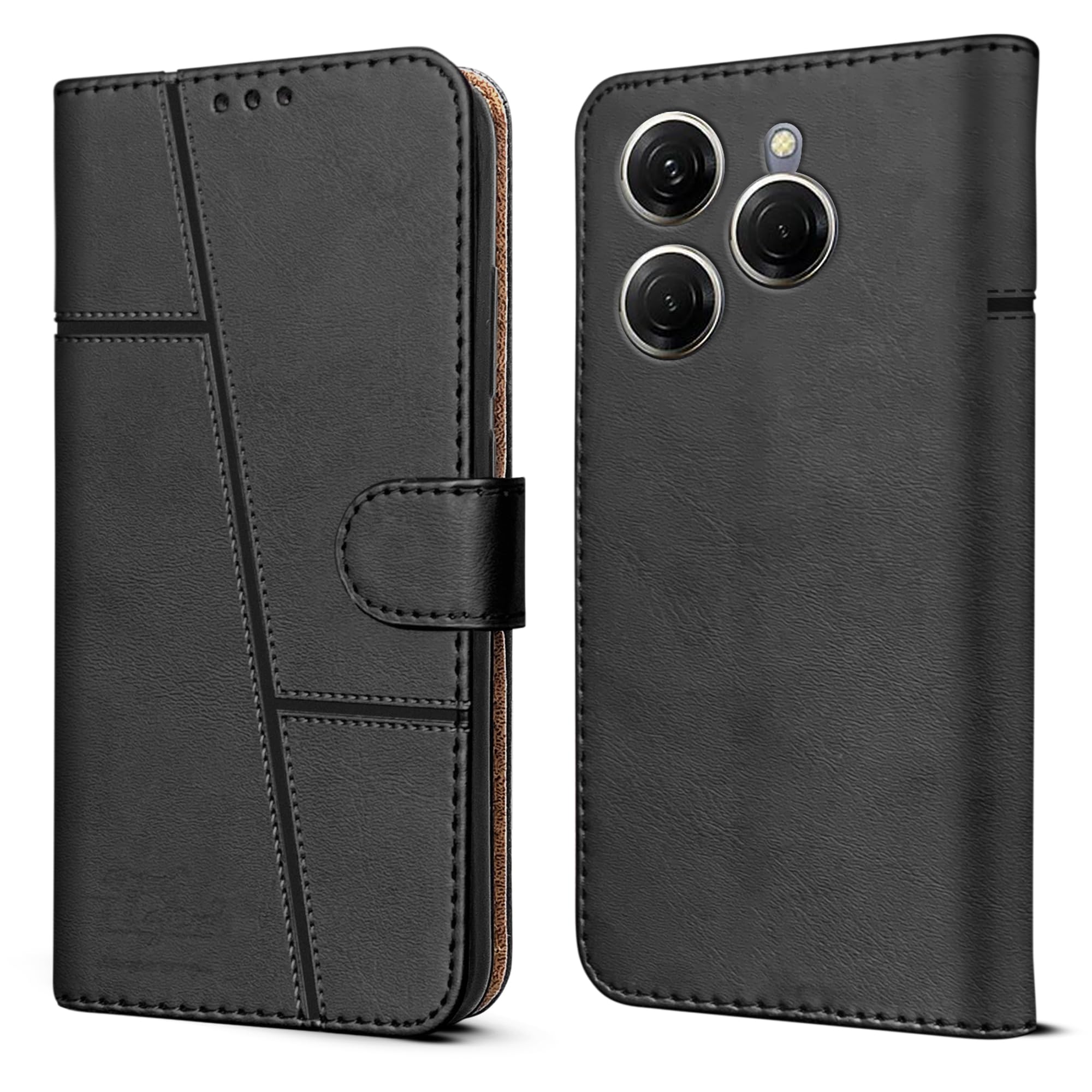 Tekno ③ 箱付き Jkobi Flip Cover Case for Tecno Spark 20 Pro (Stitched Leather
